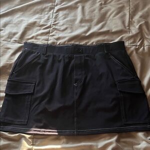 Black Cargo Mini Skirt